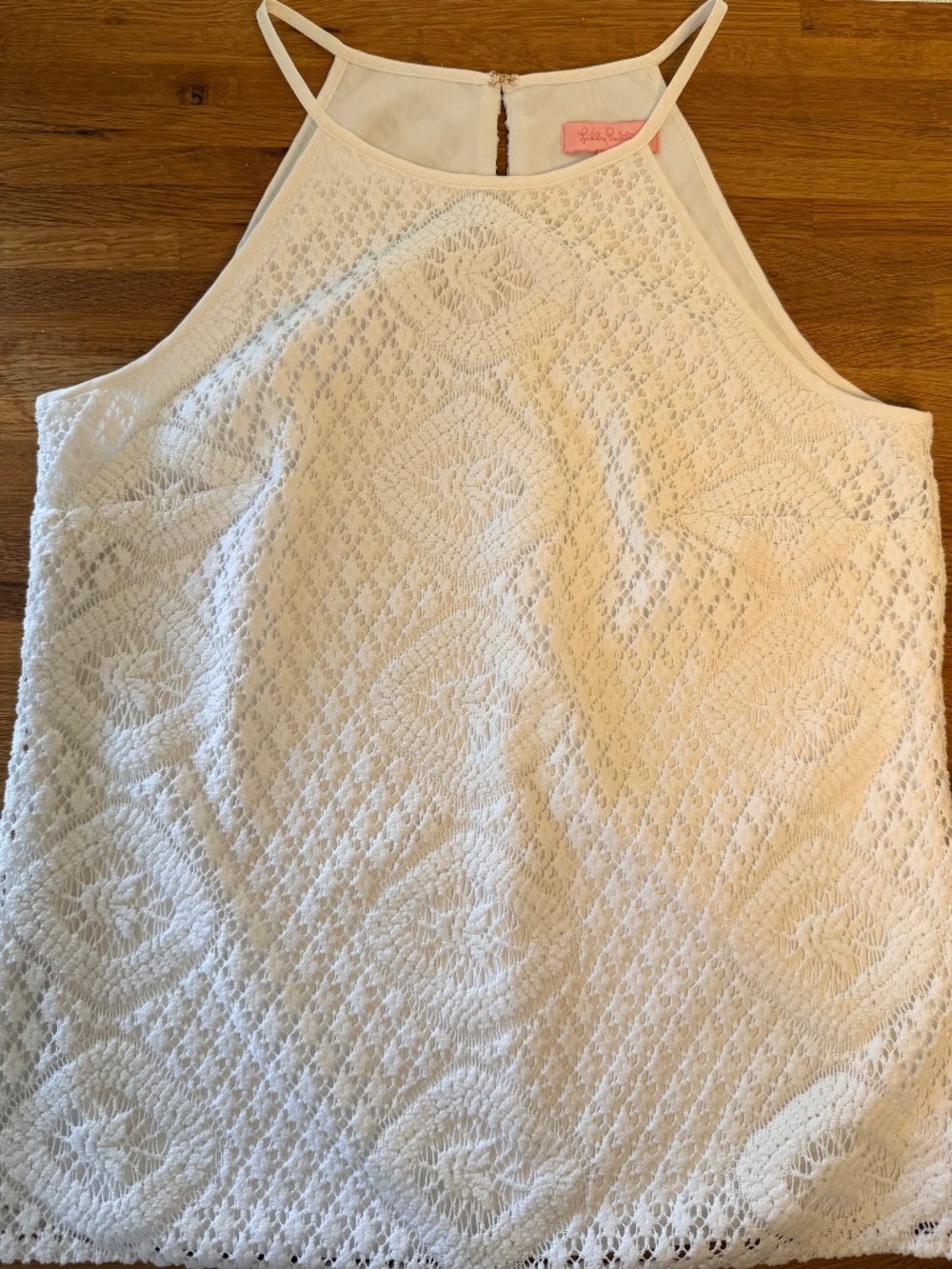 Lilly Pulitzer Crochet Lace, Halter/Tank Top, White, Preppy, Minimalist SZ S